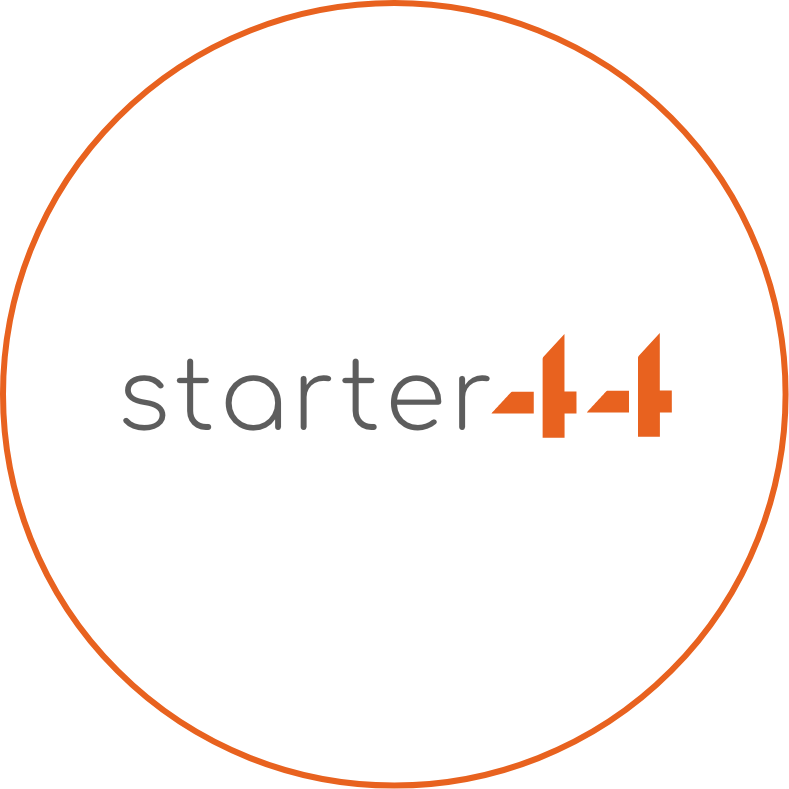 Logomarca da Starter44 nas cores preto e laranja